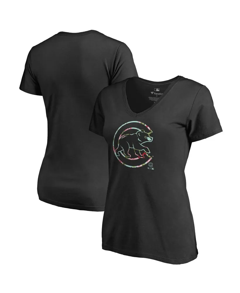 Women's Fanatics Black Chicago Cubs Lovely V-Neck T-shirt