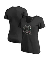 Women's Fanatics Black Chicago Cubs Lovely V-Neck T-shirt