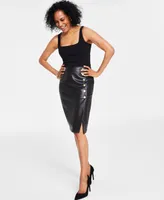 I.n.c. International Concepts Women's Faux-Leather Pencil Skirt, Created for Macy's