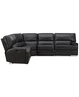 Closeout! Binardo 123" 5 Pc Zero Gravity Leather Sectional with 2 Power Recliners, Created for Macy's