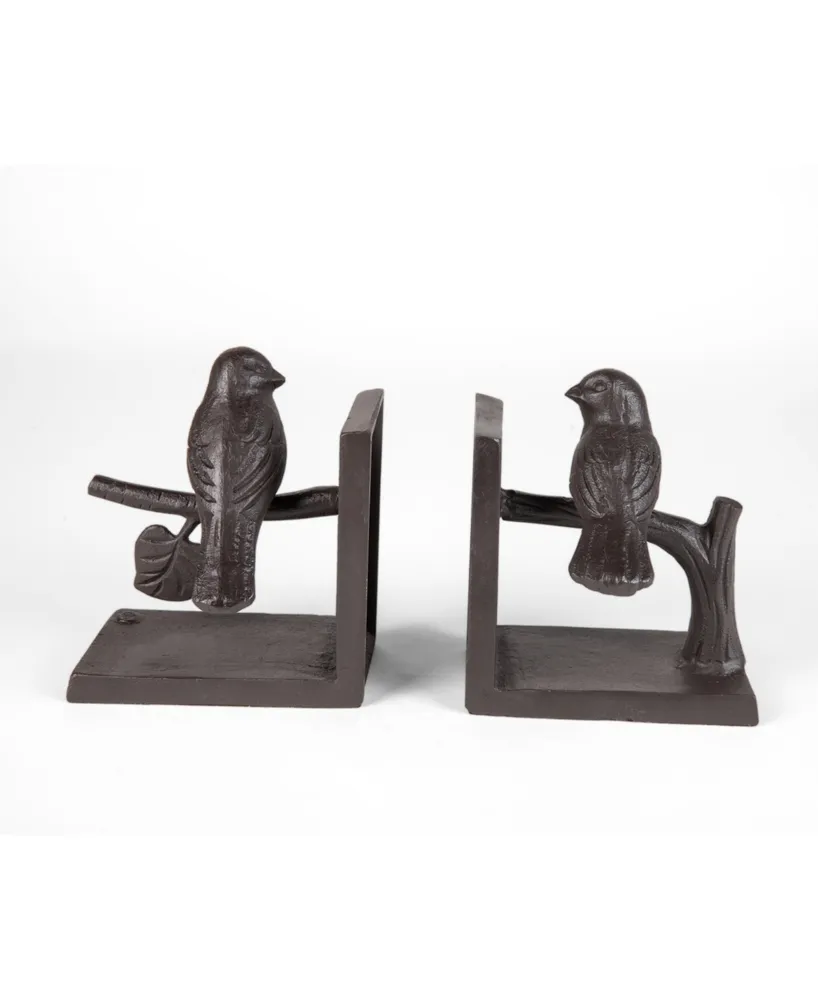 Danya B Birds on Branch Cast Iron Bookend Set