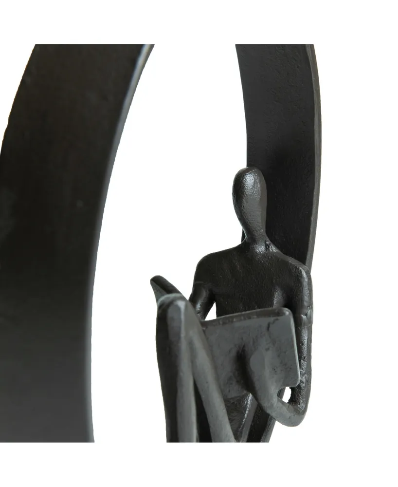 Danya B Contemporary Encircled Male Female Reader Cast Iron 2-Piece Sculpture Statue Set