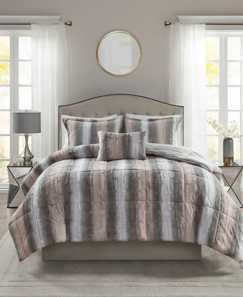 Madison Park Zuri Faux-Fur 4-Pc. Comforter Set