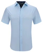 Tom Baine Men's Slim Fit Short Sleeve Performance Stretch Button Down Dress Shirt