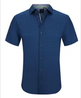 Tom Baine Men's Slim Fit Short Sleeve Performance Stretch Button Down Dress Shirt