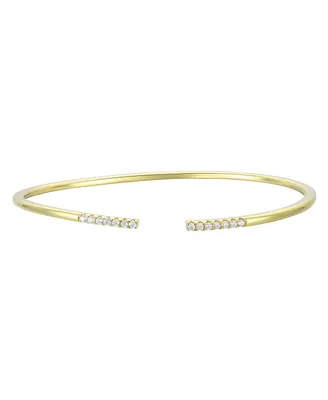 Rachel Glauber 14K Gold Plated Round Cubic Zirconia Cuff Bracelet