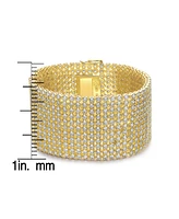 Rachel Glauber 14k Gold Plated Sterling Silver with Cubic Zirconia Lux Mesh Link Bracelet