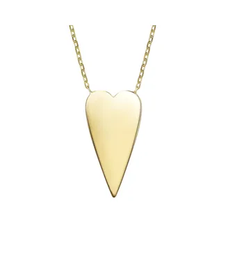 Rachel Glauber 14k Gold Plated Elongated Modern Shiny Heart Layering Necklace