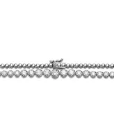 Rachel Glauber White Gold Plated with Cubic Zirconia Graduated-Size Tennis chain Anniversary Necklace