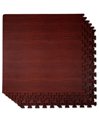 Home Aesthetics 100 SqFt 3/8" Eva Dark Wood Grain Foam Floor Mat Interlocking Flooring 25 pcs