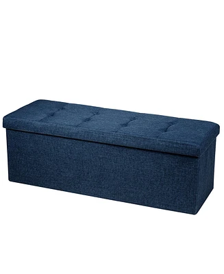 Costway Fabric Folding Storage Ottoman Chest W/Divider Bed End Bench