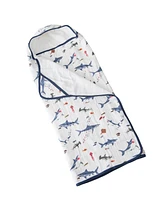 Little Unicorn Baby Boys Animal Print Muslin and Terry Hooded Towel