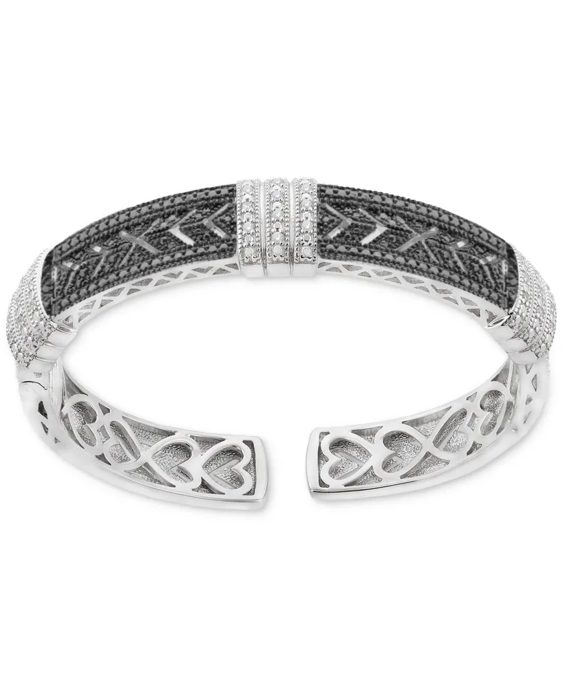 Diamond Cuff Bangle Bracelet (1/4 ct. t.w.) in Sterling Silver & Black Rhodium-Plate