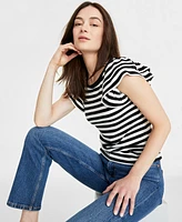 On 34th Women's Flutter-Sleeve Ribbed Top