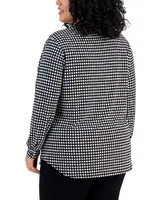Anne Klein Plus Size Dot-Print Split-Neck Top