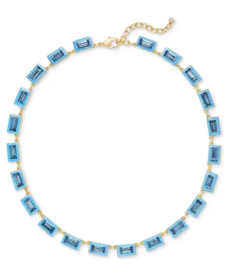 On 34th Gold-Tone Enamel Stone Necklace, 17" + 2" extender, Created for Macy's