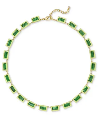 On 34th Gold-Tone Enamel Stone Necklace, 17" + 2" extender, Created for Macy's