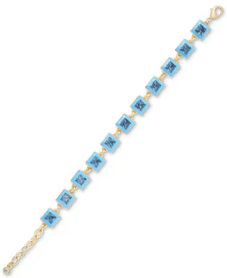 On 34th Gold-Tone Enamel Stone Flex Bracelet, 7" +1" extender, Created for Macy's