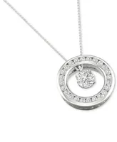 Diamond Orbital Halo Pendant Necklace (1/3 ct. t.w.) in 10k White Gold, 16" + 2" extender