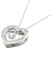 Diamond Orbital Heart Halo Pendant Necklace (1/3 ct. t.w.) in 10k White Gold, 16" + 2" extender