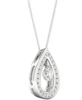 Diamond Orbital Teardrop Halo Pendant Necklace (1/3 ct. t.w.) in 10k White Gold, 16" + 2" extender