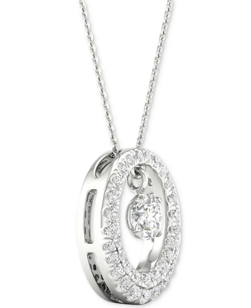 Diamond Orbital Halo Pendant Necklace (1/3 ct. t.w.) in 10k White Gold, 16" + 2" extender