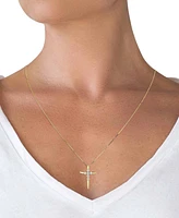 Sirena Diamond Polished Cross 18" Pendant Necklace (1/4 ct. t.w.) in 14k Gold