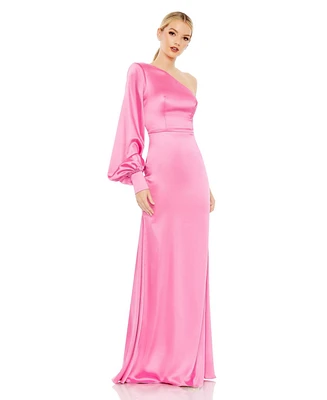 Women's Ieena One Shoulder Bishop Sleeve Trumpet Gown