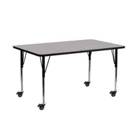 Emma+Oliver Mobile 30X72 Rectangle Hp Laminate Adjustable Activity Table