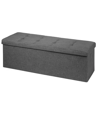 Costway Fabric Folding Storage Ottoman Chest W/Divider Bed End Bench