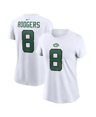 Women's Nike Aaron Rodgers White New York Jets Player Name and Number T-shirt