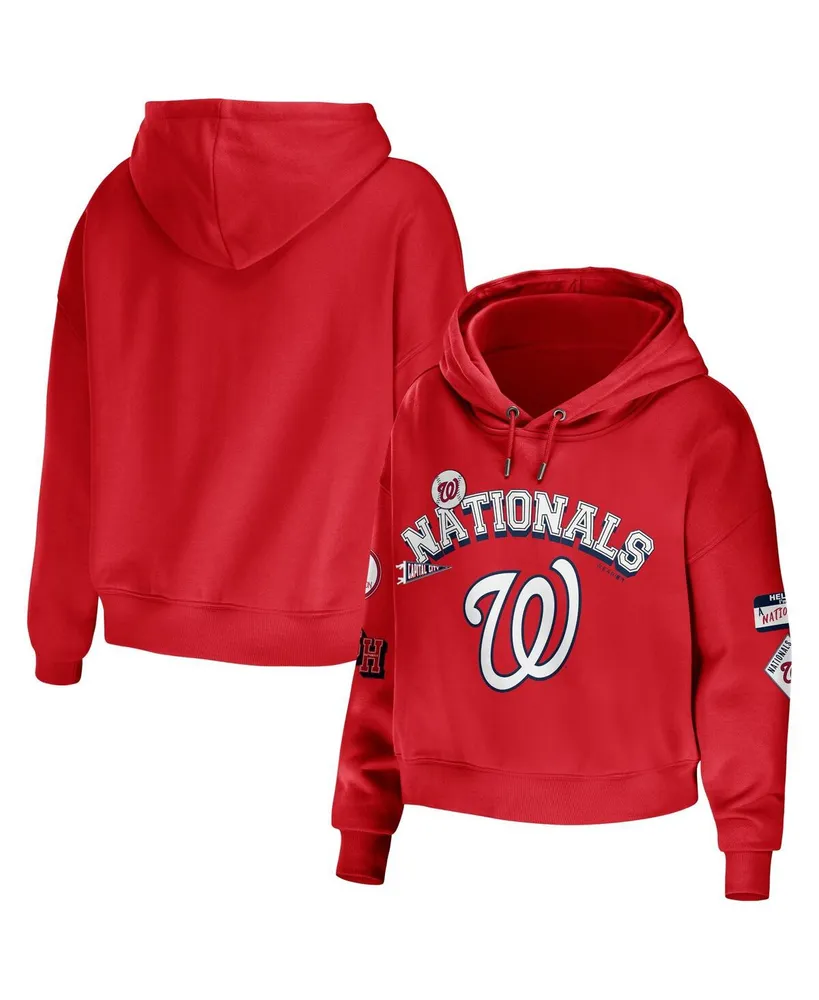 Wear By Erin Andrews Women's Wear by Erin Andrews Red Washington Nationals  Modest Patches Cropped Pullover Hoodie