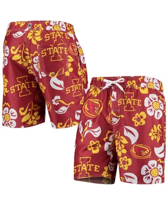 Men's Wes & Willy Cardinal Iowa State Cyclones Floral Volley Swim Trunks