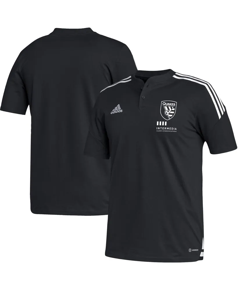 Men's adidas Black San Jose Earthquakes Henley Aeroready Polo Shirt