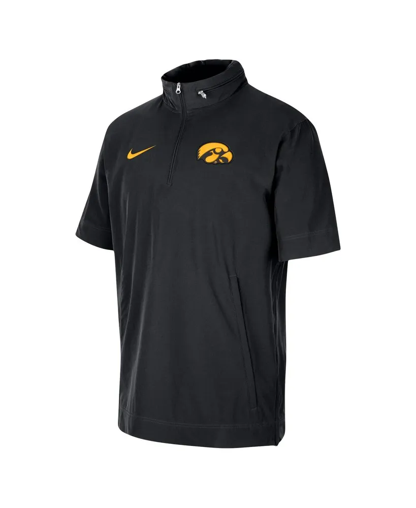 Men's Nike Black Iowa Hawkeyes Coaches Quarter-Zip Short Sleeve Jacket