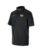 Men's Nike Black Iowa Hawkeyes Coaches Quarter-Zip Short Sleeve Jacket