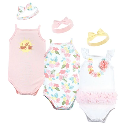 Little Treasure Baby Girls Sleeveless Bodysuit and Headband Set, Hawaiian