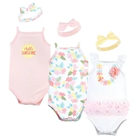 Little Treasure Baby Girls Sleeveless Bodysuit and Headband Set, Hawaiian