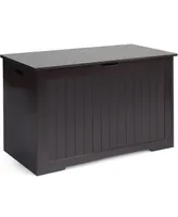 Costway Wooden Toy Box Kids Storage Chest Bench W/ Flip-Top Lid & Safety Hinge