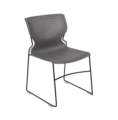 Emma+Oliver Home And Office Stack Chair With Lumbar Support Metal Frame - Guest