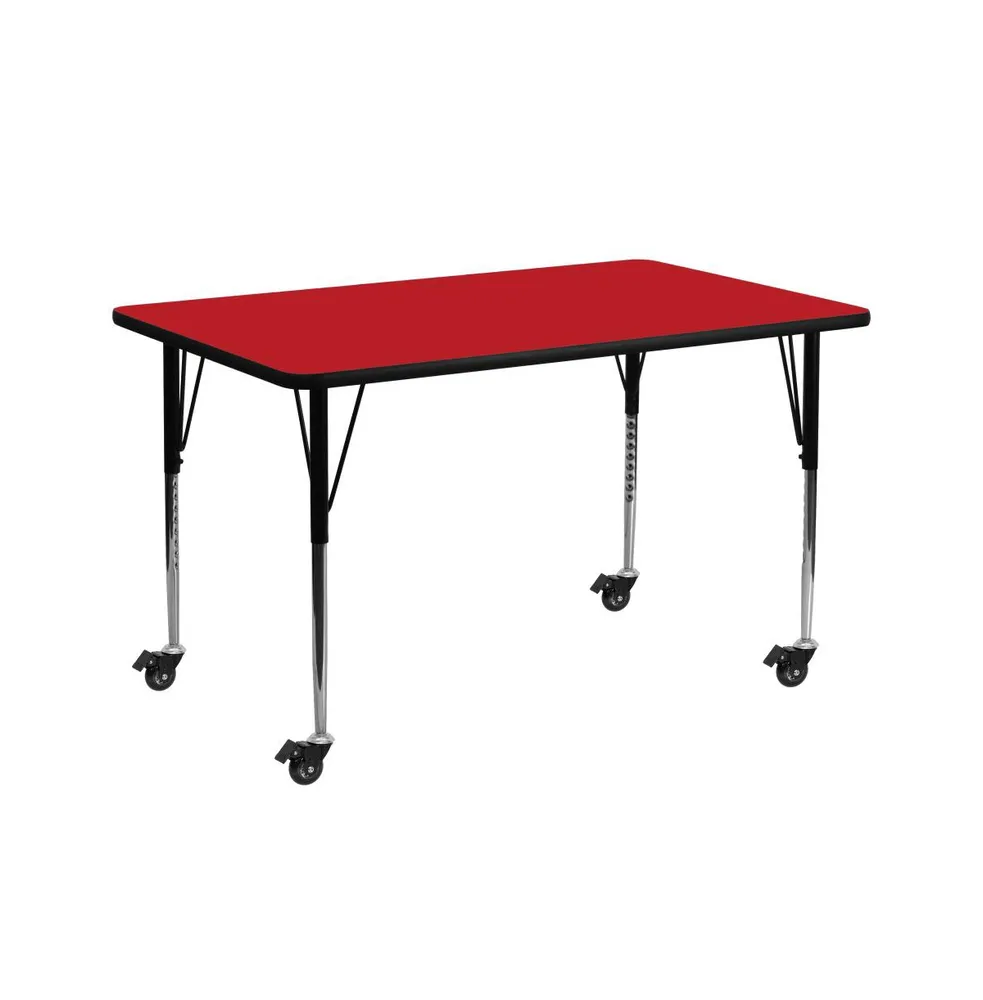 Emma+Oliver Mobile 24X60 Rectangle Hp Laminate Adjustable Activity Table