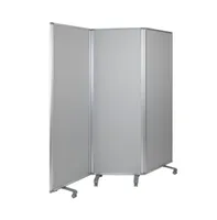 Emma+Oliver Mobile Whiteboard/Cloth 3 Section Partition With Locking Casters, 72"H X 24"W