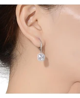 Genevive Gv Sterling Silver Plated Cubic Zirconia Square Drop Earrings