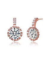 Genevive Sterling Silver Cubic Zirconia Solitaire Triple Prong Drop Earrings