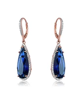 Rachel Glauber Elegant Teardrop Shaped Earrings with A Cubic Zirconia Middle Stone