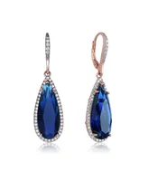 Rachel Glauber Elegant Teardrop Shaped Earrings with A Cubic Zirconia Middle Stone