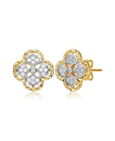 Rachel Glauber Classy 14K Gold Plated and Cubic Zirconia Floral Stud Earrings