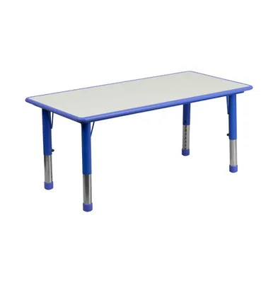 Emma+Oliver 23.625"W X 47.25"L Rectangular Plastic Height Adjustable Activity Table