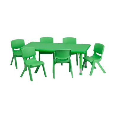 Emma+Oliver 24"W X 48"L Rectangular Plastic Height Adjustable Activity Table Set With Chairs