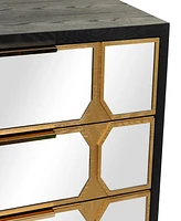 Rosemary Lane 32" Wood 3 Drawer Cabinet with Mirrored Front